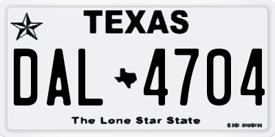 TX license plate DAL4704