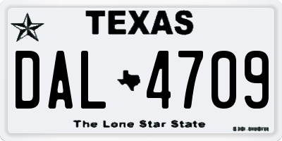 TX license plate DAL4709