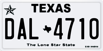 TX license plate DAL4710