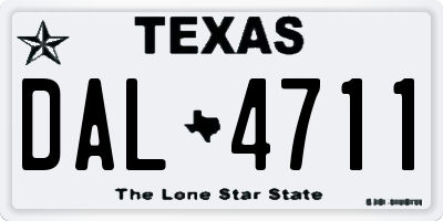 TX license plate DAL4711