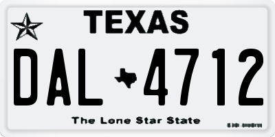 TX license plate DAL4712