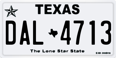TX license plate DAL4713