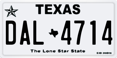 TX license plate DAL4714