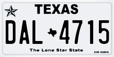 TX license plate DAL4715