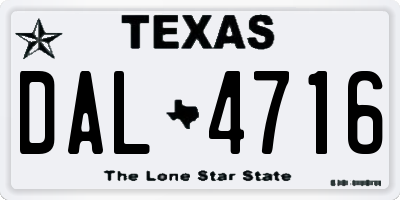 TX license plate DAL4716