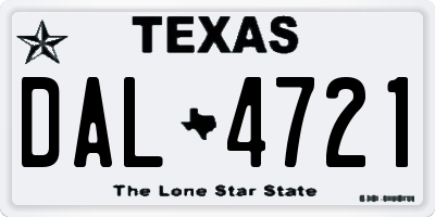 TX license plate DAL4721