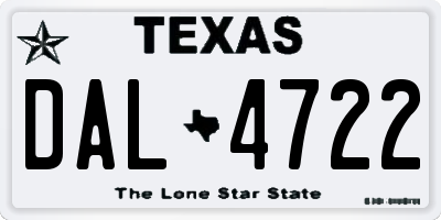 TX license plate DAL4722