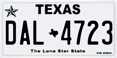 TX license plate DAL4723