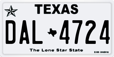 TX license plate DAL4724