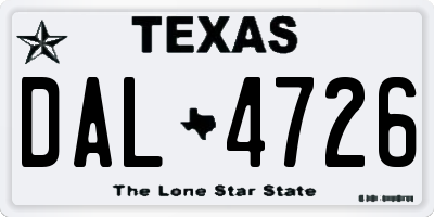 TX license plate DAL4726