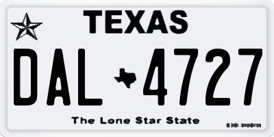 TX license plate DAL4727