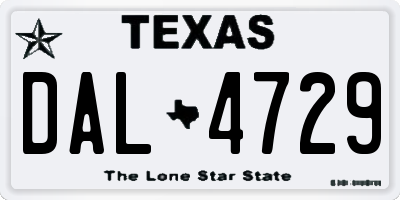 TX license plate DAL4729
