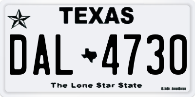 TX license plate DAL4730