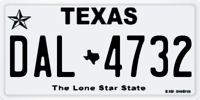 TX license plate DAL4732