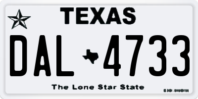 TX license plate DAL4733