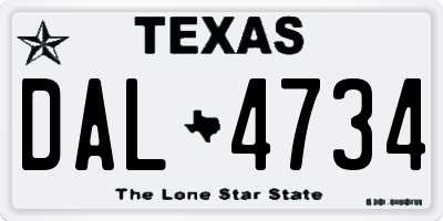 TX license plate DAL4734