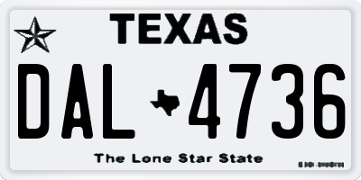 TX license plate DAL4736