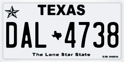 TX license plate DAL4738