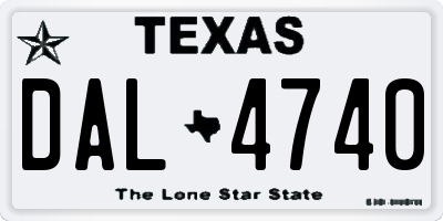 TX license plate DAL4740