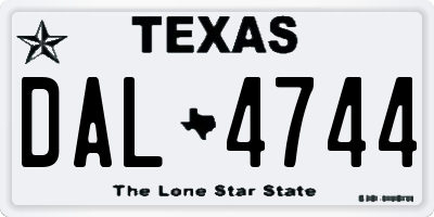 TX license plate DAL4744
