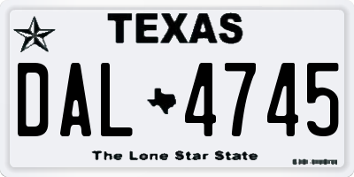 TX license plate DAL4745