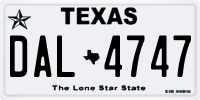 TX license plate DAL4747