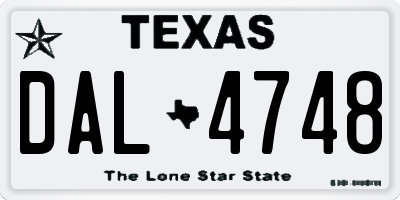 TX license plate DAL4748
