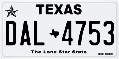 TX license plate DAL4753