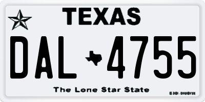 TX license plate DAL4755