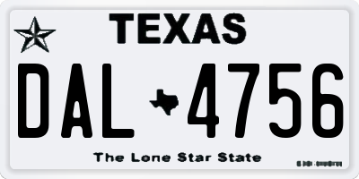 TX license plate DAL4756
