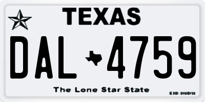 TX license plate DAL4759