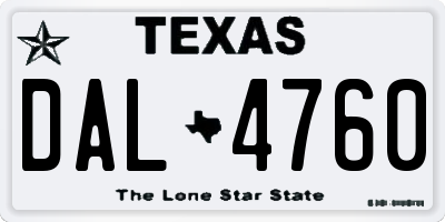 TX license plate DAL4760
