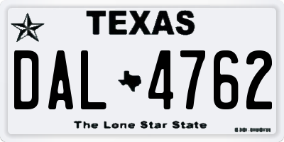 TX license plate DAL4762