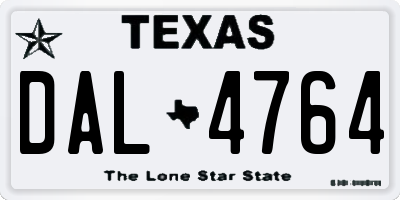 TX license plate DAL4764