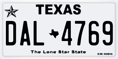 TX license plate DAL4769