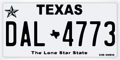 TX license plate DAL4773