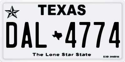TX license plate DAL4774