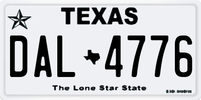 TX license plate DAL4776