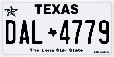 TX license plate DAL4779