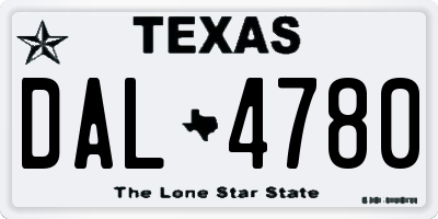 TX license plate DAL4780