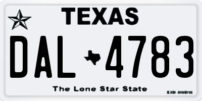 TX license plate DAL4783