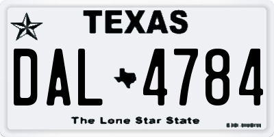 TX license plate DAL4784