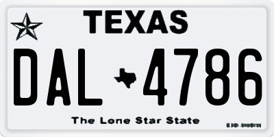 TX license plate DAL4786