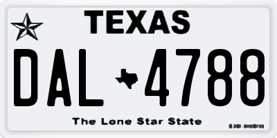 TX license plate DAL4788