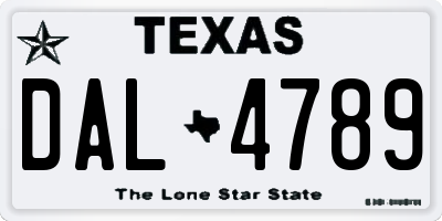 TX license plate DAL4789