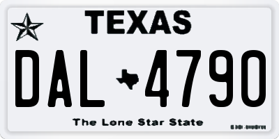TX license plate DAL4790