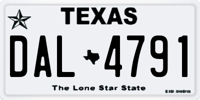 TX license plate DAL4791