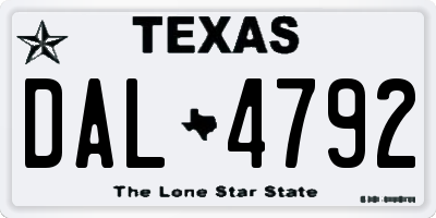 TX license plate DAL4792