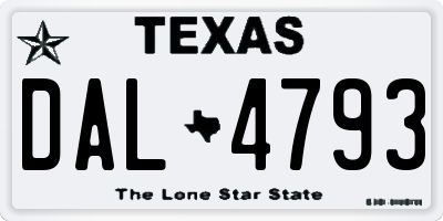 TX license plate DAL4793