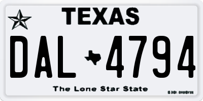 TX license plate DAL4794